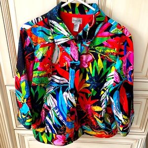 Chicos size 2 L colorful jean type jacket